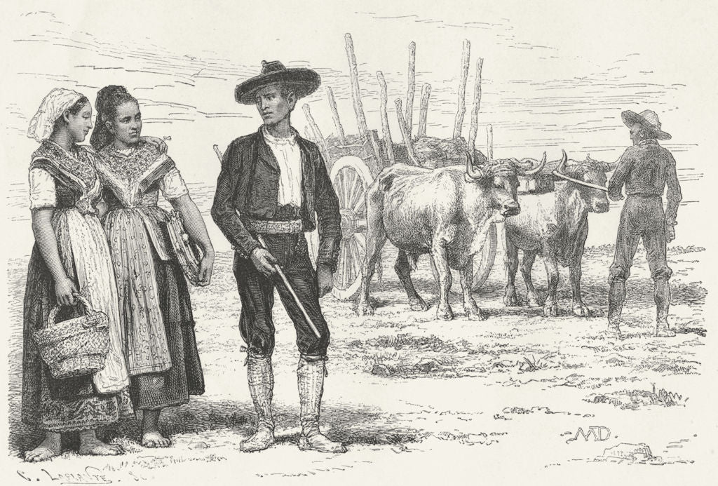 SPAIN. Peasants of Toledo, Castile c1885 old antique vintage print picture